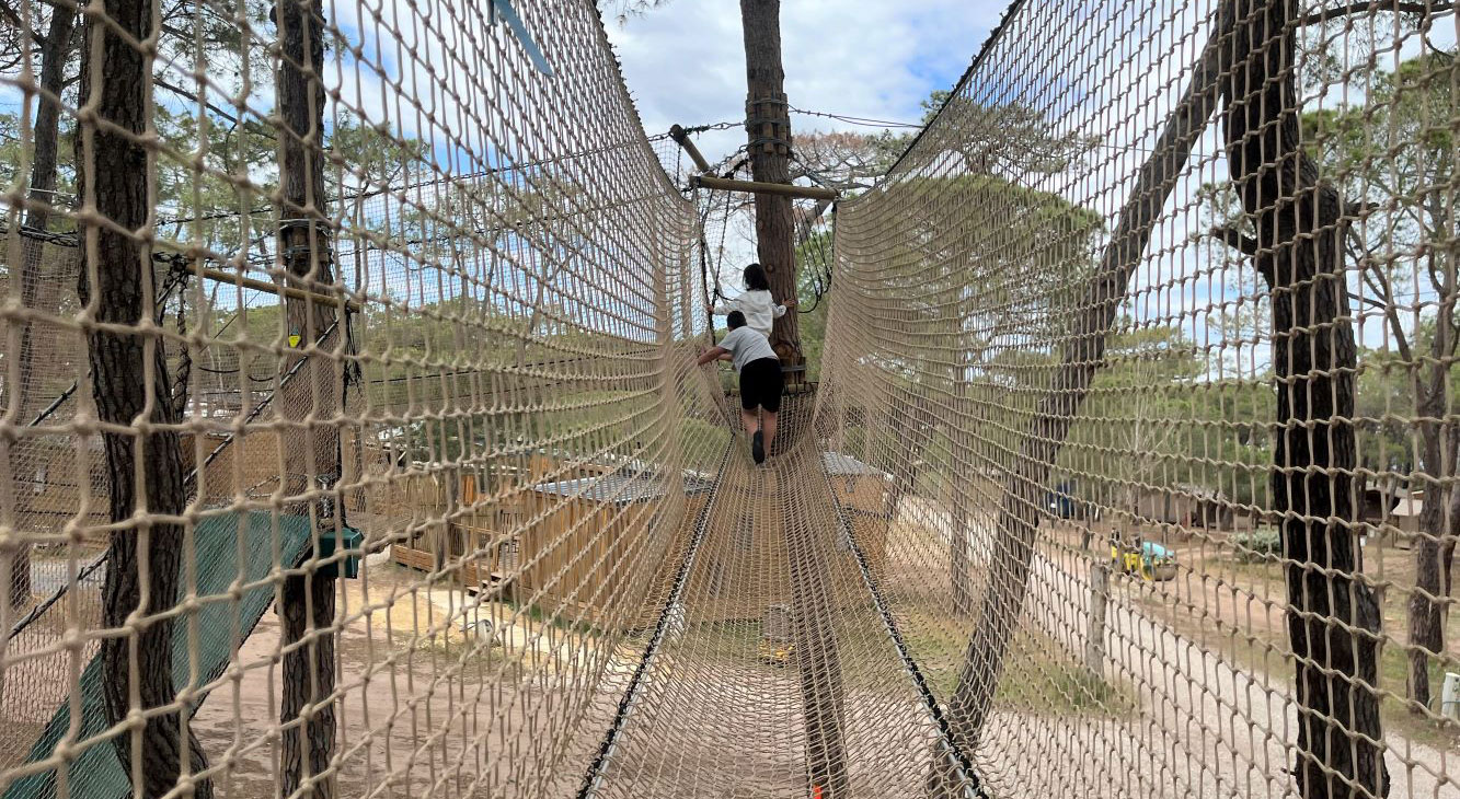 Campsite with treetop adventure park