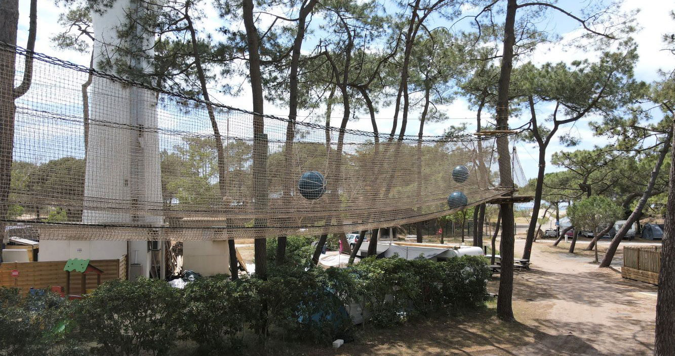 Campsite with treetop adventure park