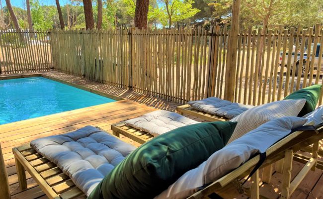 cottage pool mobil home avec piscine privée camping la tamarissière agde